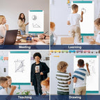 TSJ OFFICE Rolling Whiteboard Standing - 40 x 26 Inches Magnetic Mobile White Board with Stand, Height Adjustable Dry Erase Board on Wheels with Paper Clamp on Top, Blue