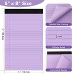 Thboxes 8 Packs Small Note Pads 5x8, Color Legal Pad 5x8 College Ruled Small Legal Pad Perforated Lined Writing Pads for Home, Study, Office, To-Do Lists, 50 Sheet/notepad, Multicolor