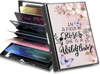 BWEGRHE Slim Credit Card Holder, Sakura Butterfly RFID Blocking Metal Wallet for Men & Women, Aluminum Minimalist Hard Case Pocket-Sized Business Cards Organizer (Fits Up to 10 Cards)