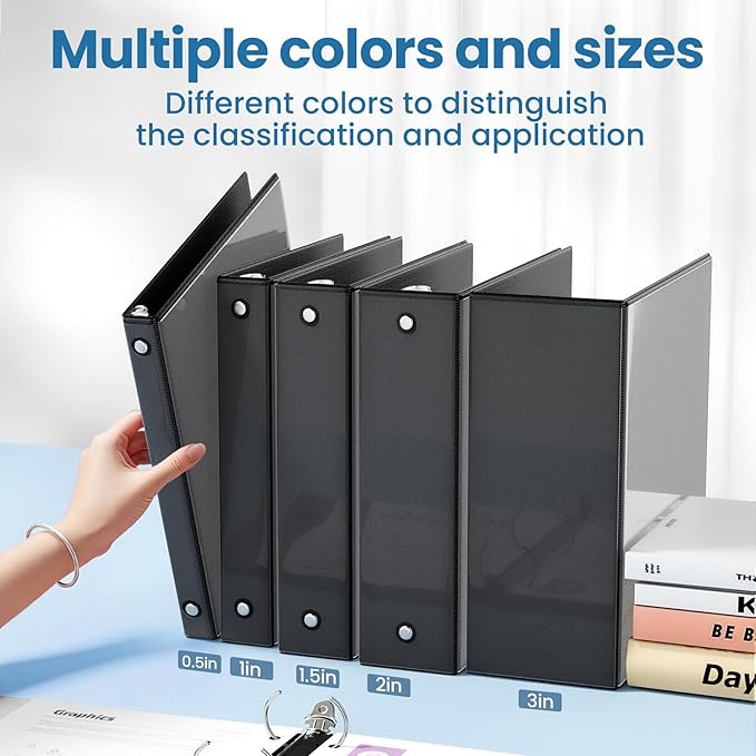 SUNEE 3 Ring Binder 3 Inch 1 Pack, Clear View Binder Three Ring PVC-Free (Fit 8.5x11 Inches) for School or Office Supplies, Black