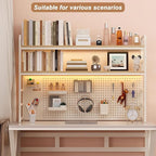 ZWCQSYS 2-Tier Desktop Bookshelf Hutch - Metal Desk Shelf Bookcase with Desk Pegboard Countertop Storage Organizer Rack for Dorm or Office (A, 110cm/43in)