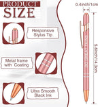 Zonon 12 Pcs Inspirational Pens Bulk Funny Ballpoint Pen with Stylus Tip Motivational Gifts for Valentine's Day Teacher Coworkers Nurse School Office Supplies(Rose Gold,Motivational Style)