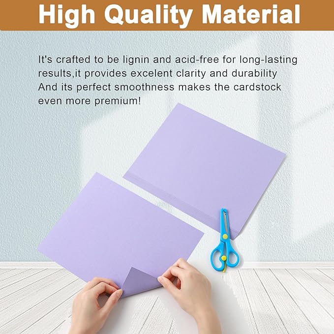Silunkia 28 Sheets Purple Cardstock 8.5 x 11 Certificates Paper, 250gsm/92lb Heavyweight Lavender Card Stock for DIY Cards Making, Birthday Decorations, Greeting Cards, Wedding Invitations