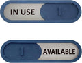 GEEKBEAR In Use Available Slider Door Sign for Home Office - Premium MDF, 7.5 x 2.2 in (Blue)