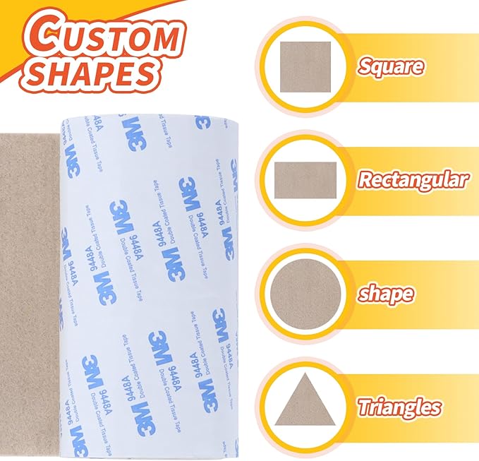 VOCOMO Felt Furniture Pads, Heavy Duty Felts Strip Roll with Adhesive Backing Felt Pads Furniture Feet Cuttable Felts Tape for Protecting Hardwood Floors(5 x 120 x 0.12 Inch, White)