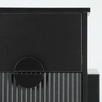LGHM Fluted Dresser for Bedroom with 6 Drawers, Modern 6 Drawers Dressers with Semicylinder Fluted, Solid Chest of Drawers, 44.5" Tall Dresser with Stable Steel Frame, Metal Handles, Black