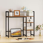 Snughome Desk Shelf, 31.9" Desktop Organizer Shelf, Desk Hutch for Computer Monitor, 4 Tier Desk Top Display Rack, Wood Desktop Bookshelf Storage Rack for Home Office Dorm, Rustic Brown