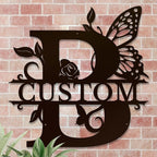 Personalized Custom Letter Name metal Signs,Custom Black Letter Monogram Wall Art Decor,Metal Signs Plaques Outdoor wall Decorative Signage (B)