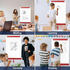 TSJ OFFICE Rolling Whiteboard Standing - 40 x 26 Inches Magnetic Mobile White Board with Stand, Height Adjustable Dry Erase Board on Wheels with Paper Clamp on Top, Red