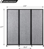 Strongbird Room Partition,Office Divider,Portable Commercial Screen Dividers,Privacy Partition Separator,Classroom School Dividers,6'4"L* 6'7"H,3 Panel,Light Grey