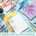 Maitys 6 Pcs Legal Pad Steno Spiral Notebook 8.5" x 11" Top Bound Spiral Pads Hard Cover College Ruled Notepad 70 Sheet Pad for School Office University Home(Cute Color,Iridescent Style)