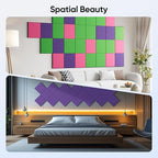 UNECHO 12 Pack 12" X 12" X 0.4" Acoustic Panels for Wall Sound Absorbing, Square Self-Adhesive Sound Panel, High Density Suitable for Multiple Scenarios(Violet)