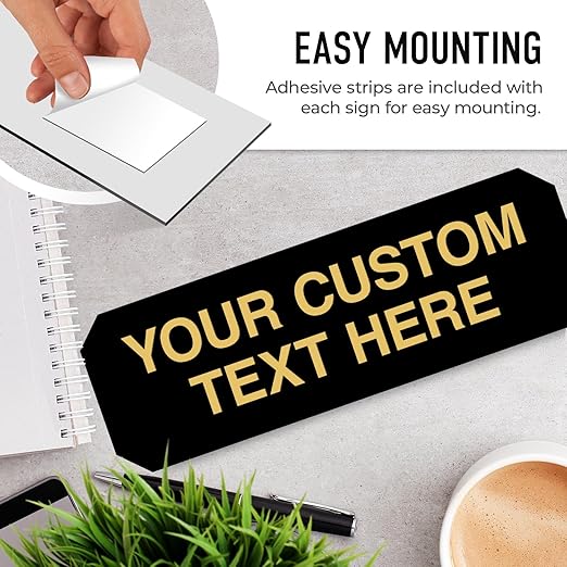 Custom Wall or Door Sign, Personalized Notched Plaque Engraved Message for Bussiness, Property and Home Indoor/Outdoor, 2x6 Inches, Made in USA by Sigo Signs