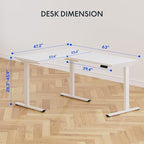 FLEXISPOT 63 x 47 Inch 3-Leg L Shaped Standing Desk, Electric Height Adjustable Sit Stand Corner Desk, Computer Workstation with Preset Controller for Home Office, White Frame with White Top