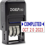 ZIGEL D50 Date Stamp with Completed - Self Inking Date Stamp - Blue/Red