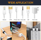 SOULWIT 50 Pcs Self Adhesive Cable Management Clips, Cable Organizers Sticky Wire Clips Cord Holder for TV PC Laptop Ethernet Cable Desktop Home Office (Clear)