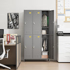SUPEER 6 Doors Metal Lockers for Employees with 18 Hooks, Metal Employes Lockers with Ventilation Holes for School Garage Office Gym Home,Assembly Required,Dark Grey