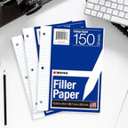 Kaisa Filler Paper Notebook Paper College Ruled 8"x10.5" Loose Leaf Paper for 3-Ring Binders 150 Sheet/pack,12pack (Total 1800 Sheets)