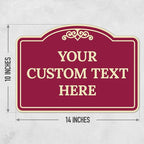 Custom Decorative Sign, Personalized Metal Sign for Driveway, Home, Airbnb, Door Plaque, Burgundy Background Sign, 14x10 Inches, ACM, Fade Resistant, Made in USA by Sigo Signs