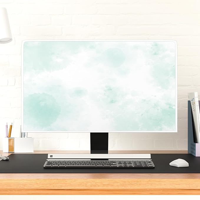 Baocicco Abstract Watercolor Waterproof TV Display Screen Cover 45, 46, 47, 48 Inch Cyan Marble Dip Dyeing Dust Proof TV Covers for Television Screen Anti-Static Dustproof Protective，Mint Green