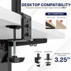 VIVO Dual Monitor Desk Mount, Heavy Duty Fully Adjustable Stand, Fits 2 LCD LED Screens up to 32 inches and 22 lbs Each, Black, STAND-V032