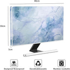 Baocicco Fashion Haze Blue Marble Screen TV Cover 32 Inch Full Body Cover for TVs Display Screen Panel Case Television Sleeve Compatible with iMac LED LCD OLED TVs Desktop and TV