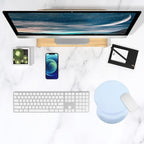 ITNRSIIET Ergonomic Mouse Pad with Gel Wrist Support Small Wrist Rest Smooth Surface Non-Slip PU Base Comfortable Office Supplies Pain Relief, 8.7 x 7.2 inches, Blue