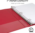 Samsill Durable 1 Inch Binder, Made in The USA, Round Ring Customizable Clear View Binder, Red, 8 Pack (MP88433)