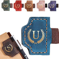 Personalized Mark Bookmark with Pen Holder, Leather Magnetic Book Marker 26 Letters,Custom Initials Page Marks, Gifts for Book Lovers Readers Men Women (Blue, U)