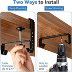 SHUWEI 36" Under Desk Cable Management Tray, Premium Fabric Cable Management for Desk, Clamp/Screw Mount Cable Tray for Office and Home (Black, 36" L)
