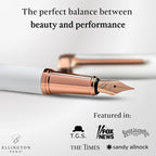 Ellington Pens Luxury Fountain Pen Set - Extra Fine Nib - Includes 3 Ink Cartridges, Refillable Ink Converter, Gift Box - Fountain Pens For Writing, Calligraphy, Journaling, Sketching (Alpine Rose)