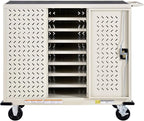 Global Industrial Mobile Storage & Charging Cart, 24 Laptop & Chromebook Device Capacity, Putty, Assembled, Laptop and Tablet Storage and Charging Cart