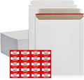 100 Pack 9.75x12.5 Inches Rigid Mailers – Self Adhesive White Stay Flat Mailers – Used as Mailing Supplies for Mailing Documents, Photos, CDs, Magazines and Literature