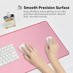 Reniteco Waterproof Large Gaming Mouse Pad with Durable Stitched Edges, Non-Slip Rubber Base, Grainy Jacquard Mouse Mat Desk Pad for Home Office Gaming, 27.6"x11.8"x0.12", Pink
