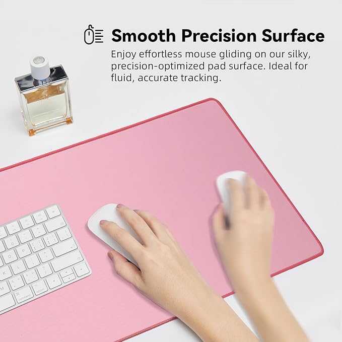 Reniteco Waterproof Large Gaming Mouse Pad with Durable Stitched Edges, Non-Slip Rubber Base, Grainy Jacquard Mouse Mat Desk Pad for Home Office Gaming, 31.5''x11.8''x0.12'', Pink