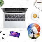 ITNRSIIET Ergonomic Mouse Pad with Gel Wrist Support Small Wrist Rest Smooth Surface Non-Slip PU Base Comfortable Office Supplies Pain Relief, 8.7 x 7.2 inches, The Tree of Life