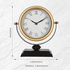 QIYAODECO Desk Clock - Classic Vintage Clock and Decorative Shelf Decor,Silent Non-Ticking Clock with Distressed Metal Frame for Office, Living Room or Bedroom