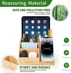 Bamboo Pen Holder for Desk & Nightstand Organizer with Fast Wireless Charging for iPhone, Samsung & More – Office Desk Accessories for Men/Women (Natural)