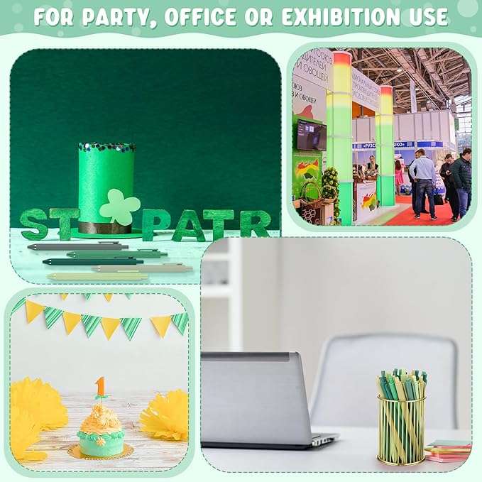 25 Pcs Ballpoint Pens Bulk Retractable Writing 1. 0 mm Black Ink Cute Pens Smooth Writing Color Fancy Gift for Teacher Student Employee Office School Home Baby Shower Supplies (Green Series)