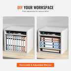 VEVOR Literature Organizers, 5 Compartments Office Mailbox with Adjustable Shelves, Wood Literature Sorter 13.9x12x13 inches for Office, Home, Classroom, Mailrooms Organization, EPA Certified, White