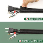 Split Wire Loom Tubing, Cable Protector Sleeve, Braided Cable Management for TV/Computer/Home Theater/Engine Bay, Cord Protectors from Pets No Chew (Black, 1/8"-25ft)
