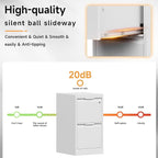 Bestoo 2-Drawer File Cabinet with Lock, Metal Filing Cabinet for Home Office, Vertical Filing Storage Cabinets, Fits File Folders, Letter/Legal/F4/A4 Size, Assembly Required (White)