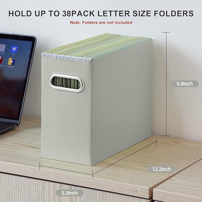 Oterri Cardboard File Organizer Box for Hanging File Folders Letter Size,File Box for Computer Desk,File Cabinet,Working Home,Office,Classroom (Grey, Letter Size - 6 Packs)
