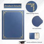 30 Packs Certificate Covers,Navy Blue Cardboard Diploma Cover,Certificate Holders Gold Foil Border,for Letter Size 8.5 x 11 Inch Awards and Certificates