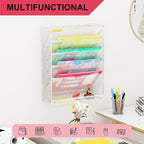 GDINDINFAN Hanging Wall File Organizer 6 Tier Wall Mounted File Holder Document Wall Organizer Magazine Organization for Office Home, Silver
