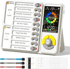 5 IN 1 Visual Timer for Kids/Adults with Chore Chart, ADHD Tools 12/24H Silent Task Timer and Pomodoro Timer, ADHD & Autism Sensory Products, Visual Schedule for Kids Back to School Supplies Off-white
