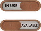 GEEKBEAR In Use Available Slider Door Sign for Home Office - Premium MDF, 7.5 x 2.2 in (Brown)