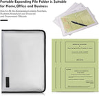 ENGPOW Expanding File Folder Important Document Organizer Fireproof and Waterproof Document Bag with A4 Size 13 Pockets Zipper Closure Non-Itchy Silicone Coated Portable Filing Wallet Pouch(Silver)