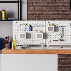PEGZONE Clamp-on Desk Pegboard, Desk Organizer for Office Gaming Home, Magnetic Metal Peg Board with 10 Accessories, Privacy Panel for Office, 16.5" x 12.6", Medium, White
