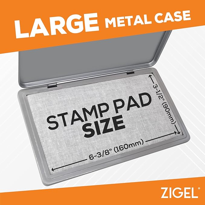 Metal Case Stamp Pad Large Size, Gray Color - Size: 3" x 6" - Choose from 15 Ink Colors